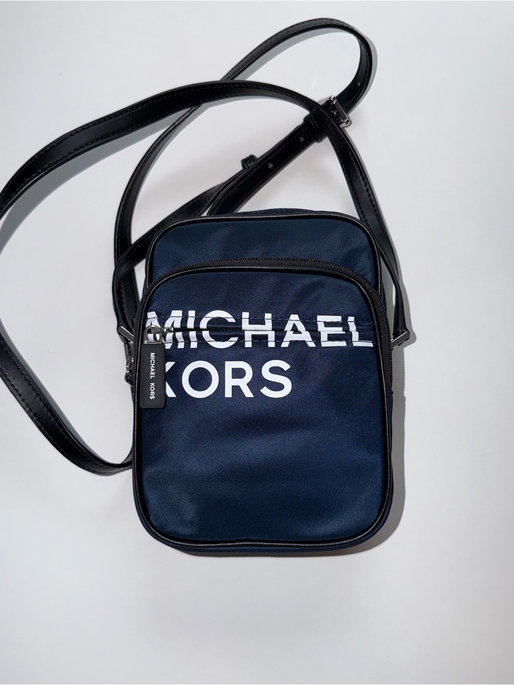 Michael Kors Navy Crossbody with Black Strap and White Logo